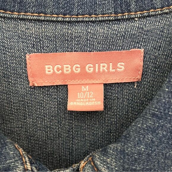 BCBG Girls Blue Denim Button Front Distressed Jacket Size Medium or 10-12 - Picture 3 of 9